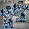 Maxcorners Bowling Polo Shirt Crazy Evil Expressive Face Pins Ball Strike Flaming Fire Graphic Text Multi Options Personalized Name, Team Name Unisex 3D Shirt (5 Colors)