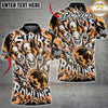 Maxcorners Bowling Polo Shirt Crazy Evil Expressive Face Pins Ball Strike Flaming Fire Graphic Text Multi Options Personalized Name, Team Name Unisex 3D Shirt (5 Colors)