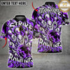 Maxcorners Bowling Polo Shirt Crazy Evil Expressive Face Pins Ball Strike Flaming Fire Graphic Text Multi Options Personalized Name, Team Name Unisex 3D Shirt (5 Colors)