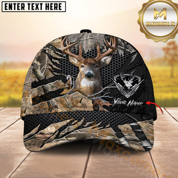 Maxcorners Deer Hunting Camo Honeycomb Tactical Pattern Personalized Name 3D Cap (6 Colors)