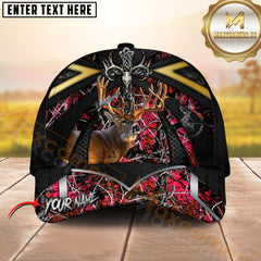 Maxcorners Hunting Whitetail Deer Viking Skull Black Gold Arrow Camo Custom Name 3D Cap (5 Colors)