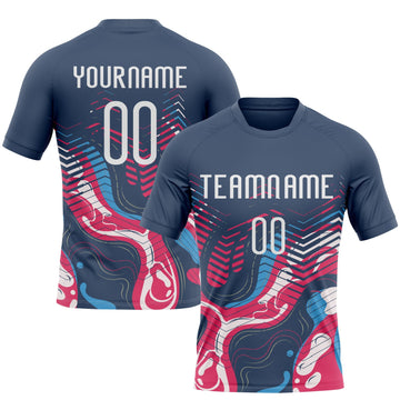 Maxcorners Custom Navy White Fluid Sublimation Volleyball Uniform Jersey LM2605