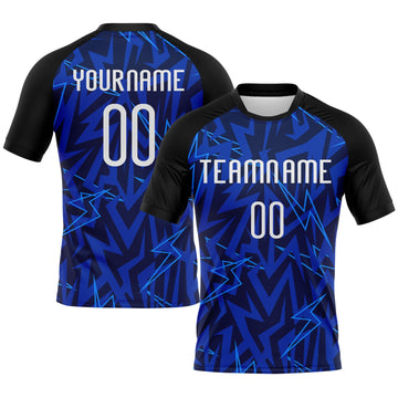 Maxcorners Custom Navy Thunder Blue-Black Lightning Sublimation Volleyball Uniform Jersey LM2605