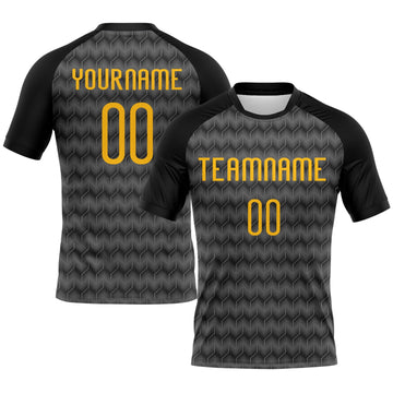 Maxcorners Custom Gray Gold-Black Geometric Shape Sublimation Volleyball Uniform Jersey LM2605