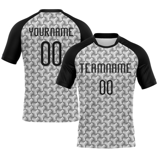 Maxcorners Custom White Black Geometric Shape Classic Sublimation Volleyball Uniform Jersey LM2605