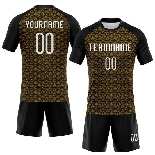 Maxcorners Custom Gold White-Black Geometric Shape Sublimation Volleyball Uniform Jersey LM2605