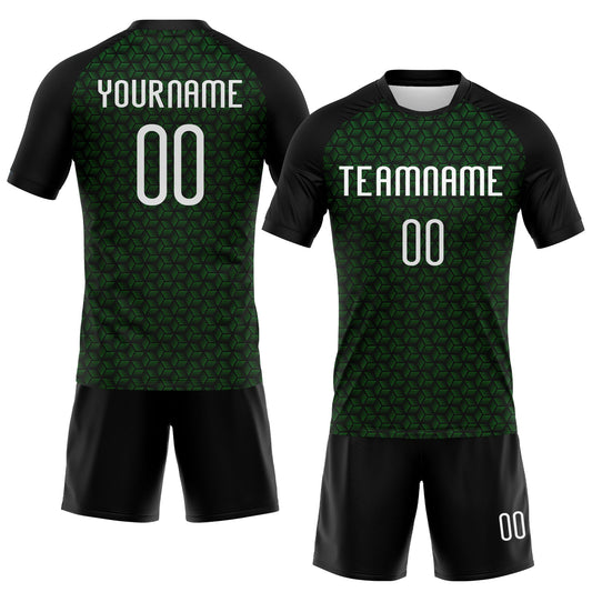 Maxcorners Custom Grass Green White-Black Geometric Shape Sublimation Volleyball Uniform Jersey LM2605
