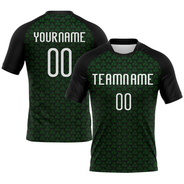 Maxcorners Custom Grass Green White-Black Geometric Shape Sublimation Volleyball Uniform Jersey LM2605