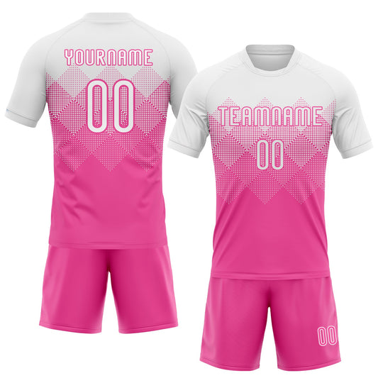 Maxcorners Custom Pink White Geometric Shape Sublimation Volleyball Uniform Jersey LM2605