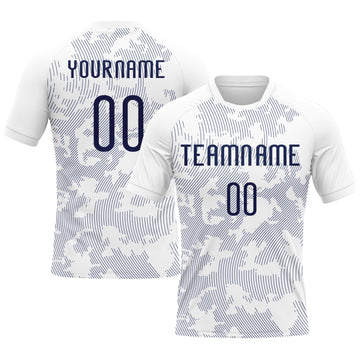 Maxcorners Custom White Navy Curve Lines Sublimation Volleyball Uniform Jersey LM2605
