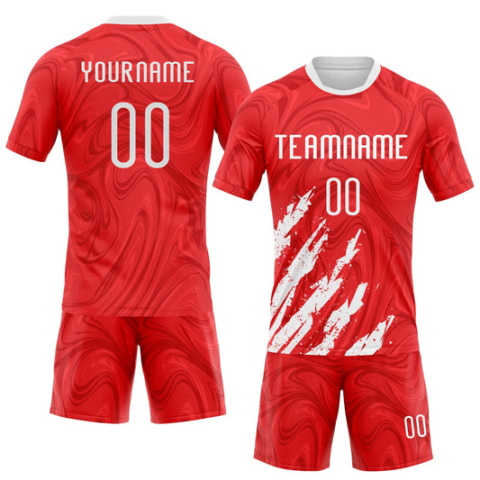 Maxcorners Custom Red White Abstract Fragment Art Sublimation Volleyball Uniform Jersey LM2605