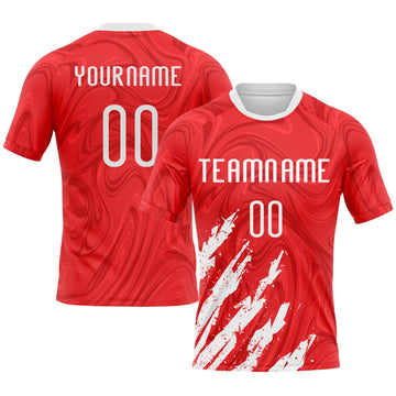 Maxcorners Custom Red White Abstract Fragment Art Sublimation Volleyball Uniform Jersey LM2605