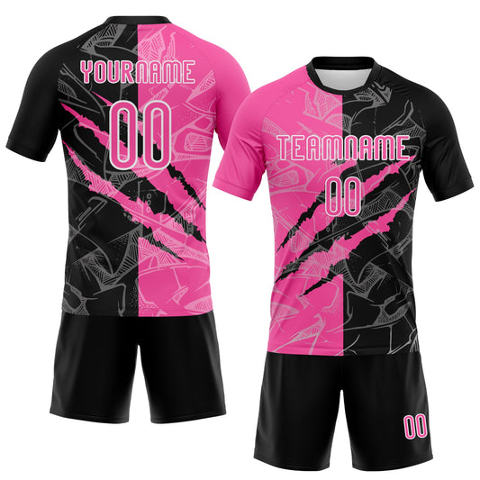 Maxcorners Custom Graffiti Pattern Pink-Black Scratch Sublimation Volleyball Uniform Jersey LM2605