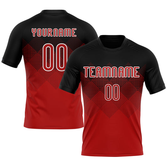 Maxcorners Custom Red Black-White Geometric Shape Sublimation Volleyball Uniform Jersey LM2605