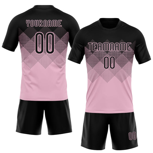 Maxcorners Custom Light Pink Black Geometric Shape Sublimation Volleyball Uniform Jersey LM2605