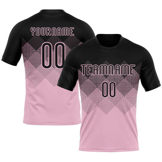 Maxcorners Custom Light Pink Black Geometric Shape Sublimation Volleyball Uniform Jersey LM2605