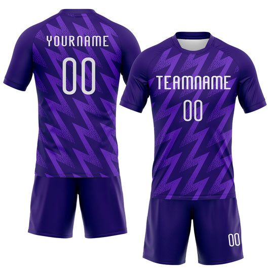 Maxcorners Custom Purple White Zigzag Shape Sublimation Volleyball Uniform Jersey LM2605