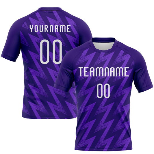 Maxcorners Custom Purple White Zigzag Shape Sublimation Volleyball Uniform Jersey LM2605