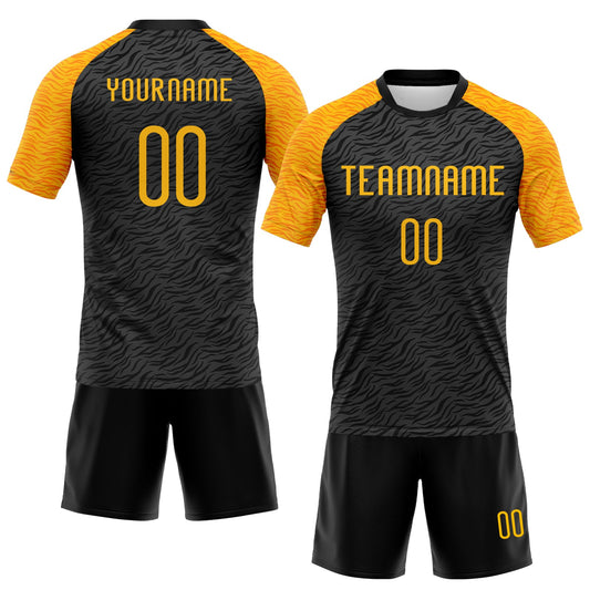 Maxcorners Custom Black Gold Animal Print Sublimation Volleyball Uniform Jersey LM2605