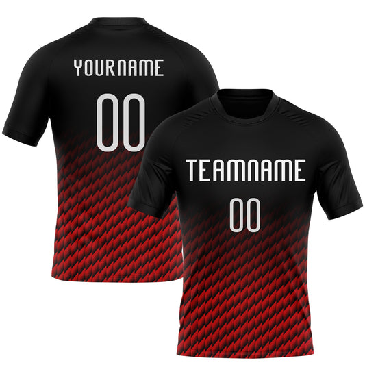 Maxcorners Custom Black White-Red Geometric Shape Elite Sublimation Volleyball Uniform Jersey LM2605