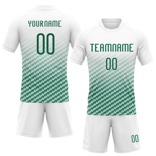 Maxcorners Custom White Kelly Green Geometric Shape Sublimation Volleyball Uniform Jersey LM2605
