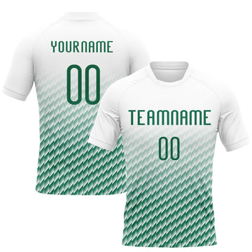 Maxcorners Custom White Kelly Green Geometric Shape Sublimation Volleyball Uniform Jersey LM2605
