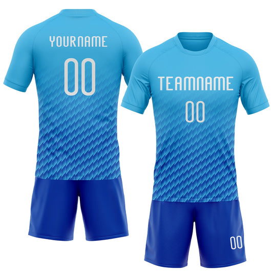 Maxcorners Custom Sky Blue White-Thunder Blue Geometric Shape Sublimation Volleyball Uniform Jersey LM2605