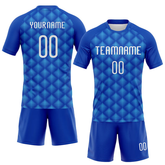 Maxcorners Custom Thunder Blue White-Sky Blue Geometric Shape Sublimation Volleyball Uniform Jersey LM2605
