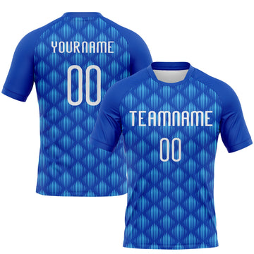 Maxcorners Custom Thunder Blue White-Sky Blue Geometric Shape Sublimation Volleyball Uniform Jersey LM2605