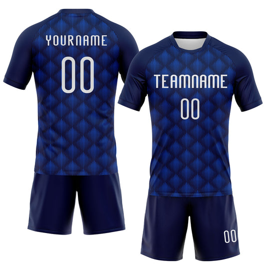 Maxcorners Custom Navy White-Thunder Blue Geometric Shape Sublimation Volleyball Uniform Jersey LM2605