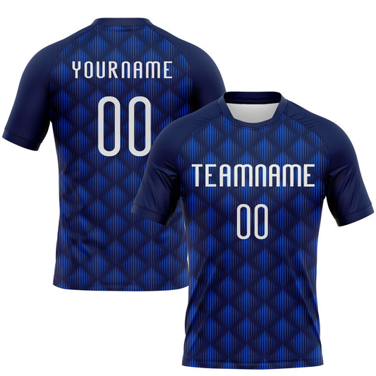 Maxcorners Custom Navy White-Thunder Blue Geometric Shape Sublimation Volleyball Uniform Jersey LM2605