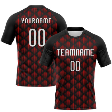 Maxcorners Custom Black White-Red Geometric Shape Sublimation Volleyball Uniform Jersey LM2605
