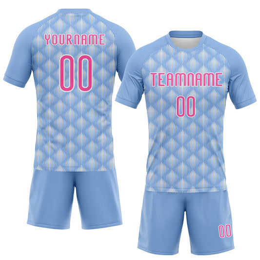 Maxcorners Custom Light Blue Pink-White Geometric Shape Sublimation Volleyball Uniform Jersey LM2605