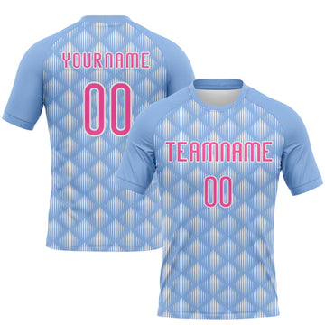 Maxcorners Custom Light Blue Pink-White Geometric Shape Sublimation Volleyball Uniform Jersey LM2605