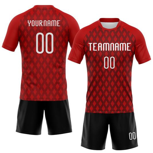 Maxcorners Custom Red White-Black Geometric Shape Sublimation Volleyball Uniform Jersey LM2605