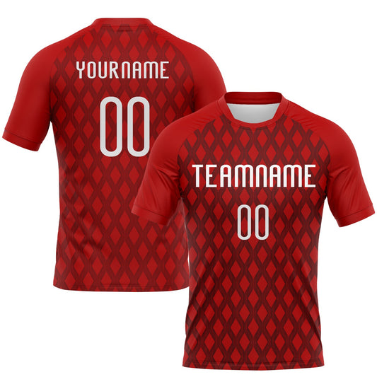 Maxcorners Custom Red White-Black Geometric Shape Sublimation Volleyball Uniform Jersey LM2605