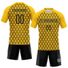Maxcorners Custom Yellow Black-White Geometric Shape Sublimation Volleyball Uniform Jersey LM2605