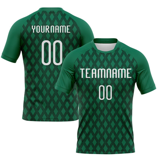 Maxcorners Custom Kelly Green White-Black Geometric Shape Sublimation Volleyball Uniform Jersey LM2605