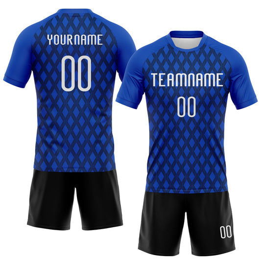 Maxcorners Custom Thunder Blue White-Black Geometric Shape Sublimation Volleyball Uniform Jersey LM2605