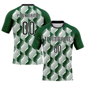 Maxcorners Custom Green Black-White Geometric Shape Sublimation Volleyball Uniform Jersey LM2605
