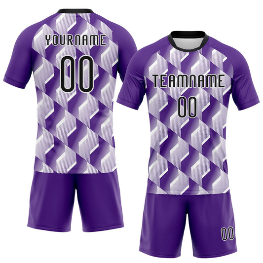 Maxcorners Custom Purple Black-White Geometric Shape Sublimation Volleyball Uniform Jersey LM2605