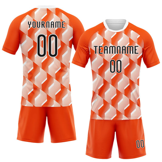 Maxcorners Custom Orange Black-White Geometric Shape Sublimation Volleyball Uniform Jersey LM2605