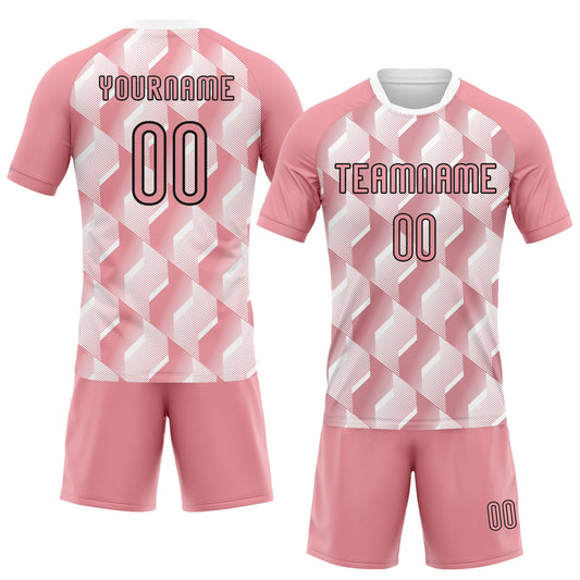Maxcorners Custom Medium Pink Black-White Geometric Shape Sublimation Volleyball Uniform Jersey LM2605