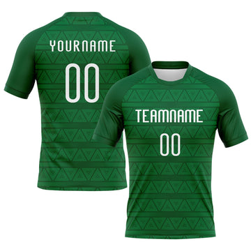 Maxcorners Custom Kelly Green White Geometric Shape Sublimation Volleyball Uniform Jersey LM2605