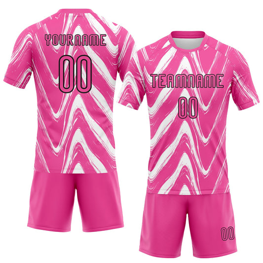 Maxcorners Custom Pink Black-White Fluid Sublimation Volleyball Uniform Jersey LM2605