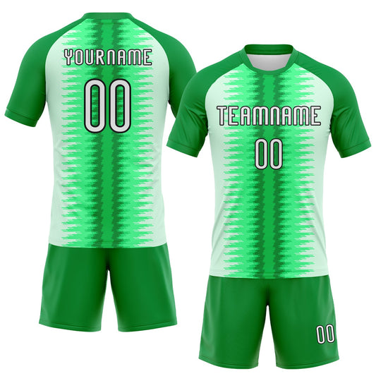 Maxcorners Custom Kelly Green White-Black Abstract Lines Sublimation Volleyball Uniform Jersey LM2605
