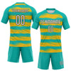 Maxcorners Custom Aqua Yellow-Black Abstract Lines Sublimation Volleyball Uniform Jersey LM2605