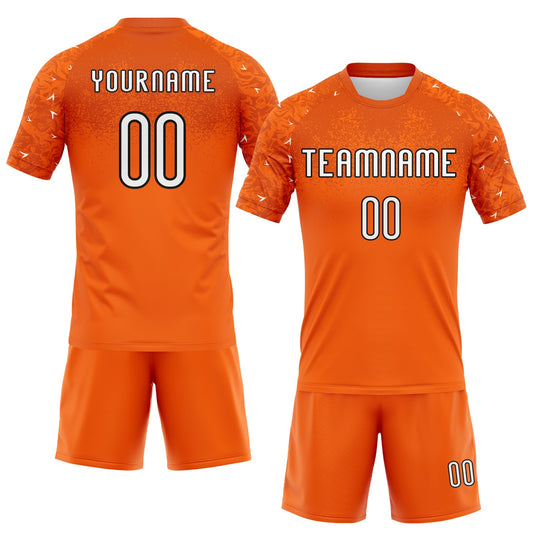 Maxcorners Custom Orange White-Black Abstract Shape Sublimation Volleyball Uniform Jersey LM2605