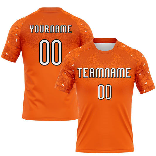 Maxcorners Custom Orange White-Black Abstract Shape Sublimation Volleyball Uniform Jersey LM2605