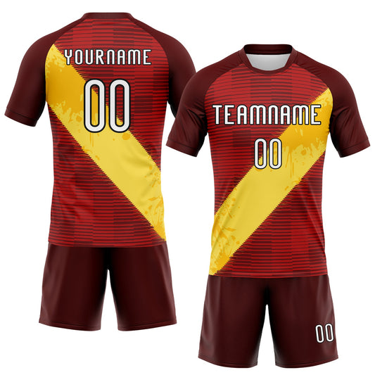 Maxcorners Custom Red Yellow-Black Lines Sublimation Volleyball Uniform Jersey LM2605